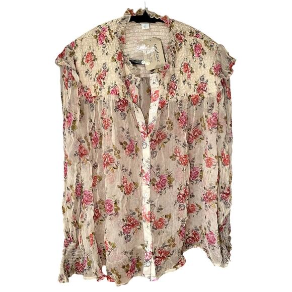 Sundance Tops - sundance - NWT - womens flowy foral button up long sleeve top - XS